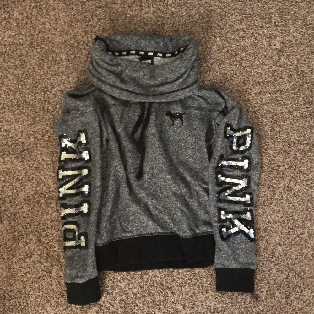 PINK sequin turtleneck sweater